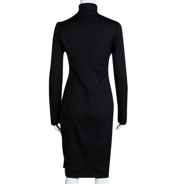 مملوكة مسبقًا Emporio Armani Black High Neck Long Sleeve Dress M