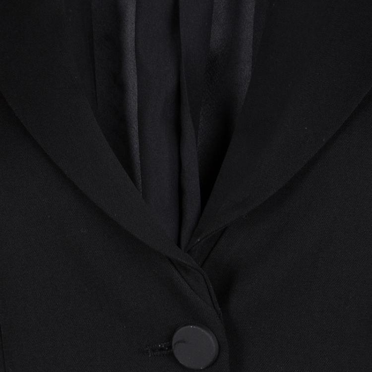 Pre Owned Emporio Armani Black Wool Notched Collar Tailored Blazer S