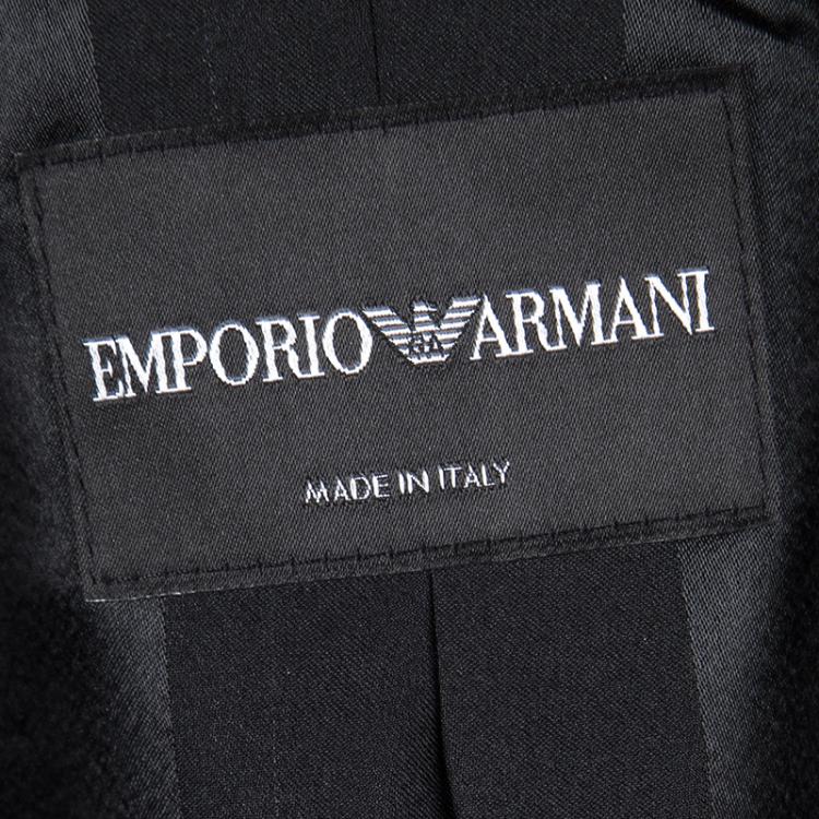 Pre Owned Emporio Armani Black Wool Notched Collar Tailored Blazer S