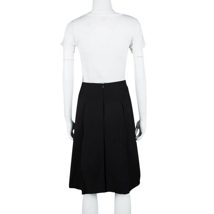 Pre Owned Emporio Armani Black Wool Pleated Skirt S