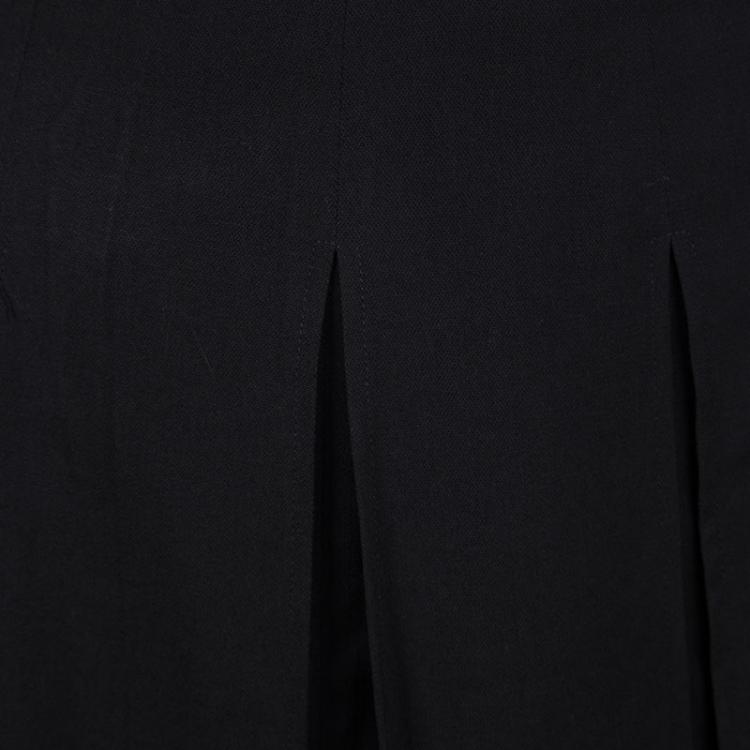 Pre Owned Emporio Armani Black Wool Pleated Skirt S