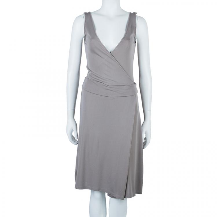Pre Owned Emporio Armani Taupe Sleeveless Dress S
