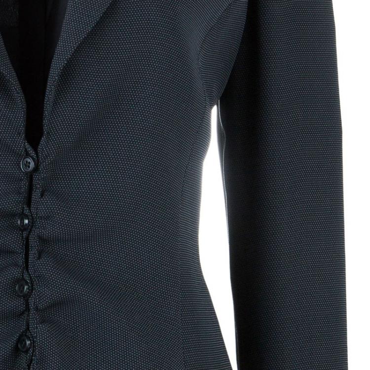 Pre Owned Emporio Armani Black Ruched Front Skirt Suit M