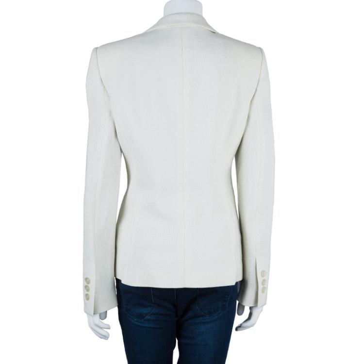 Pre Owned Emporio Armani Cream Fitted Blazer L
