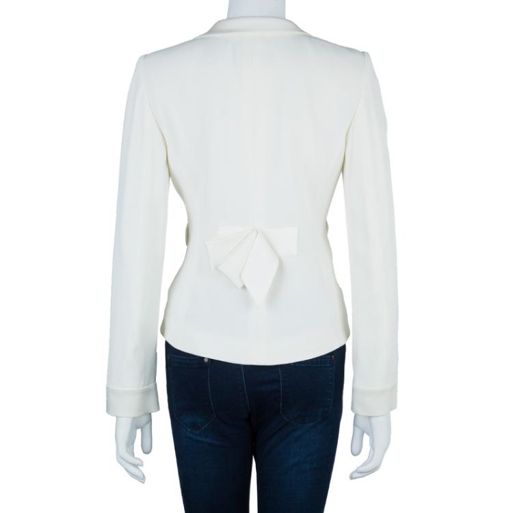 Pre Owned Emporio Armani White Silk Blazer S