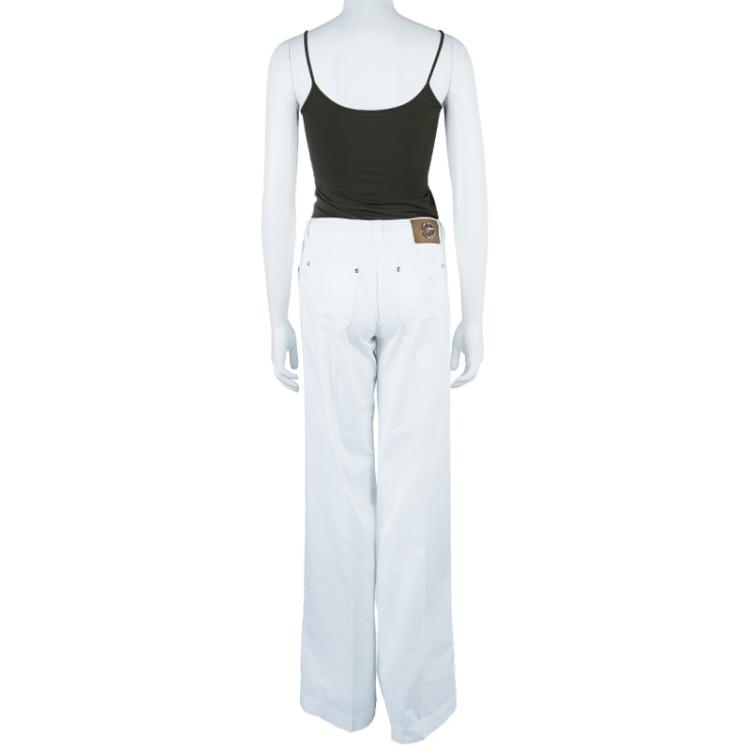 Pre Owned Emporio Armani White Flared Denim Jeans S