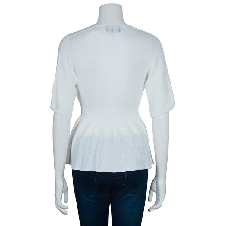 Pre Owned Emporio Armani White Knit Cardigan/Top M