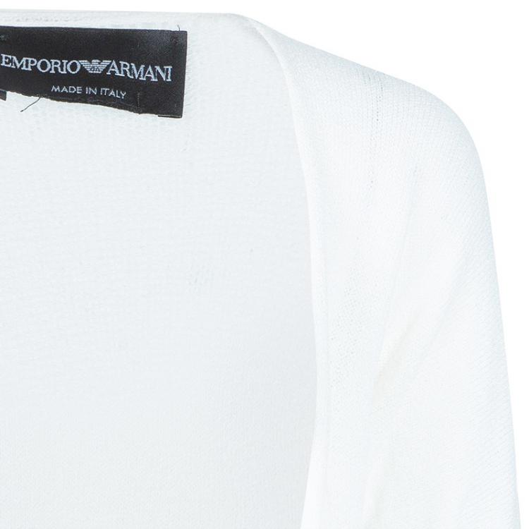 Pre Owned Emporio Armani White Knit Cardigan/Top M