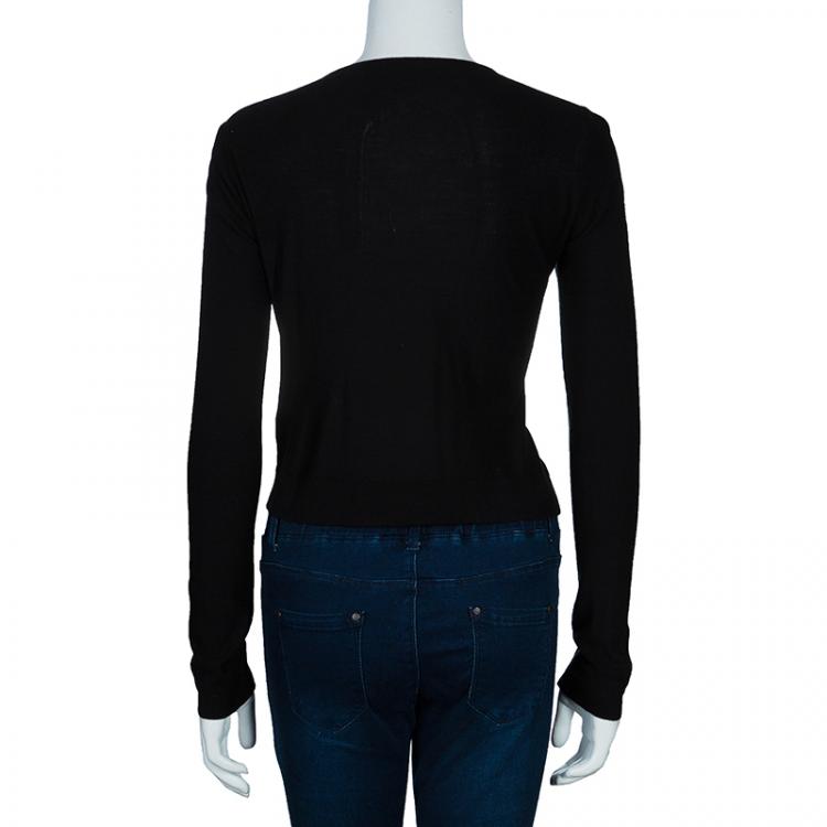 Pre Owned Emporio Armani Black Embellished Cardigan S
