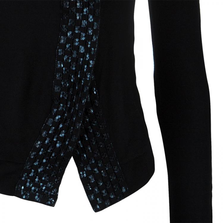 Pre Owned Emporio Armani Black Embellished Cardigan S