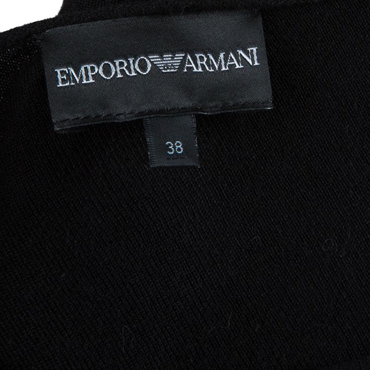 Pre Owned Emporio Armani Black Embellished Cardigan S