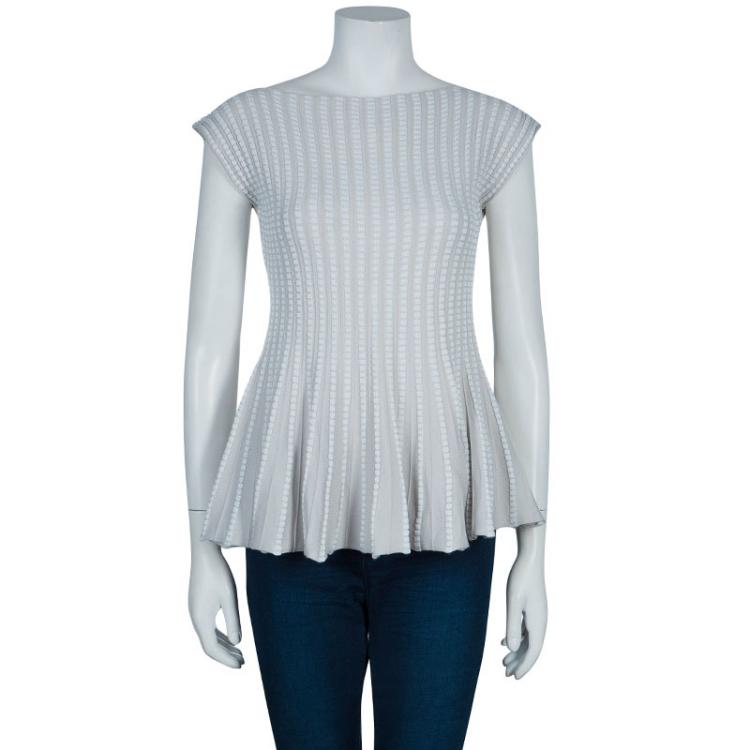 Pre Owned Emporio Armani Cream Textured Top S