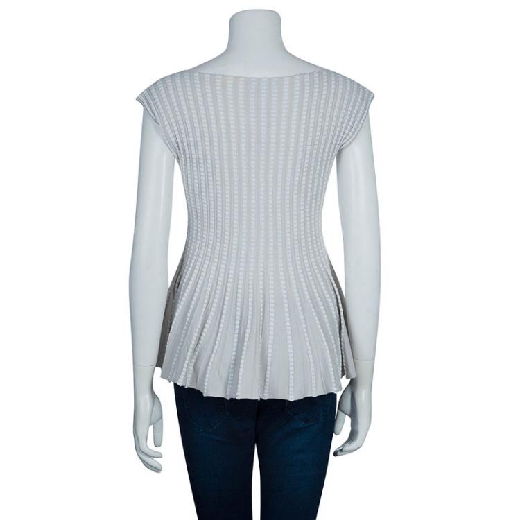 Pre Owned Emporio Armani Cream Textured Top S