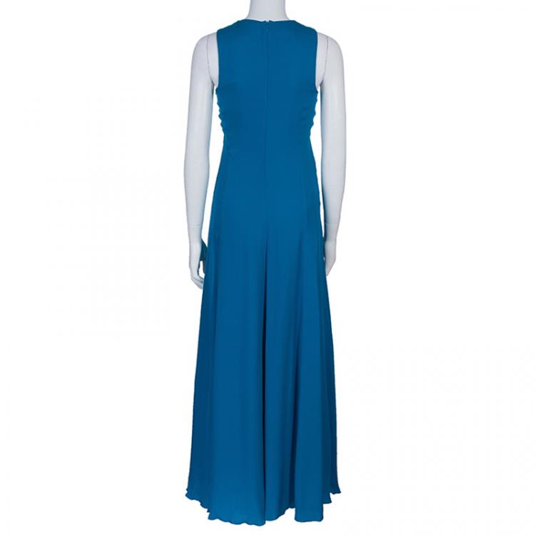 Pre Owned Emporio Armani Blue Chiffon Gown S
