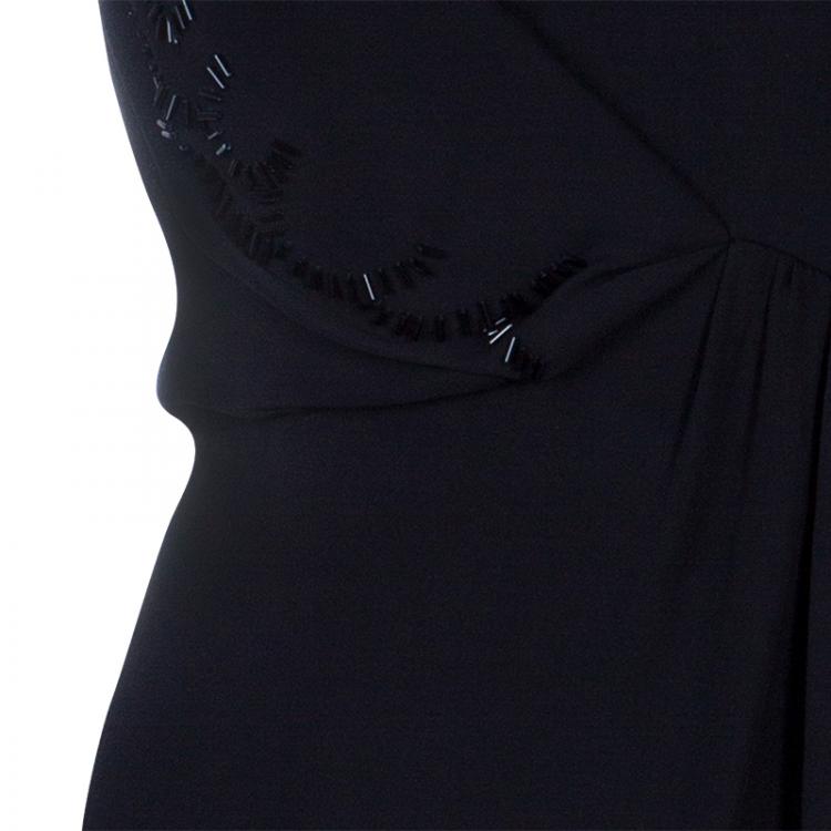 Pre Owned Emporio Armani Black Sequin Cocktail Dress M
