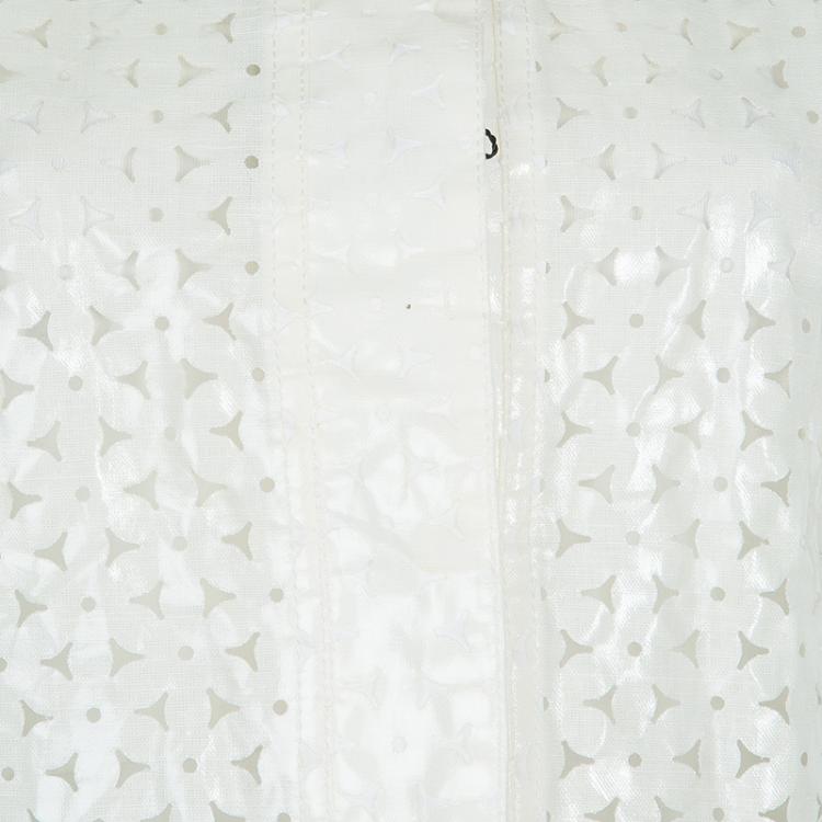 Pre Owned Emporio Armani White Laser Cut Jacket M