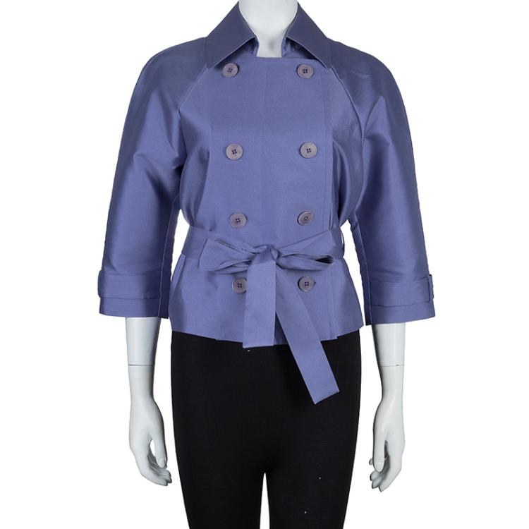 Pre Owned Emporio Armani Lilac Double Breasted Belted Jacket S