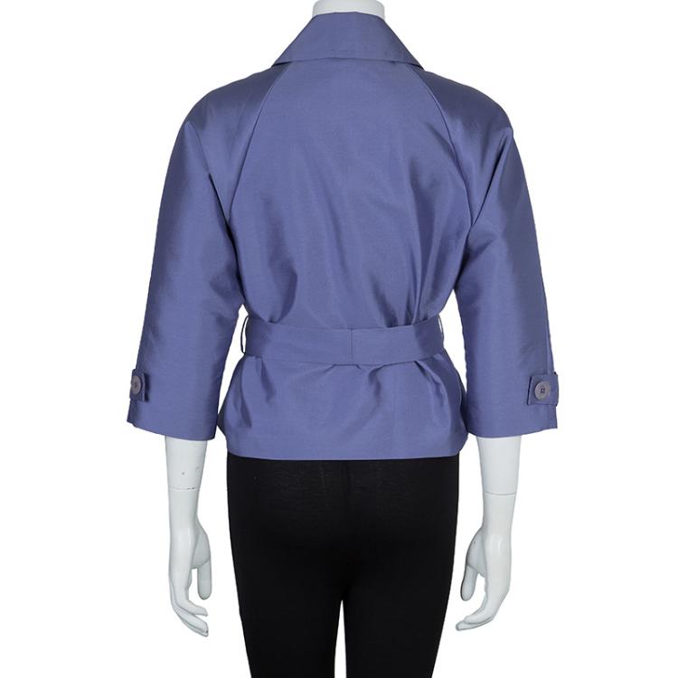 Pre Owned Emporio Armani Lilac Double Breasted Belted Jacket S