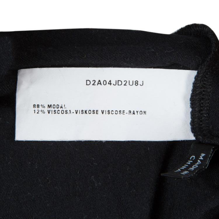Pre Owned Emporio Armani Black Knit Asymmetric Dress M