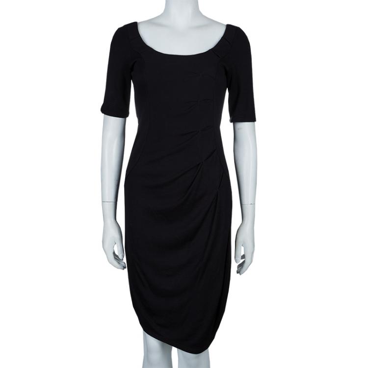 مملوكة مسبقًا Emporio Armani Black Knit Ruched Dress M