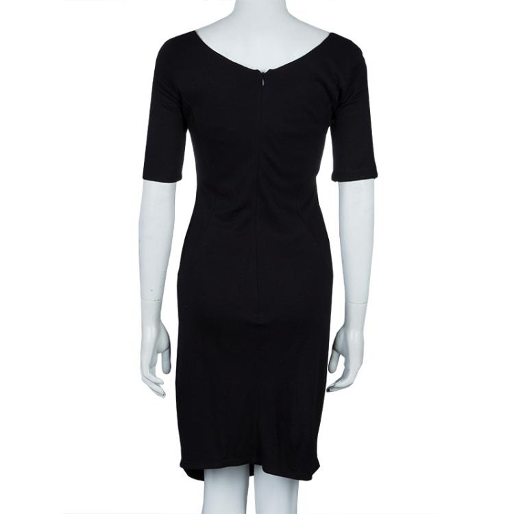 مملوكة مسبقًا Emporio Armani Black Knit Ruched Dress M