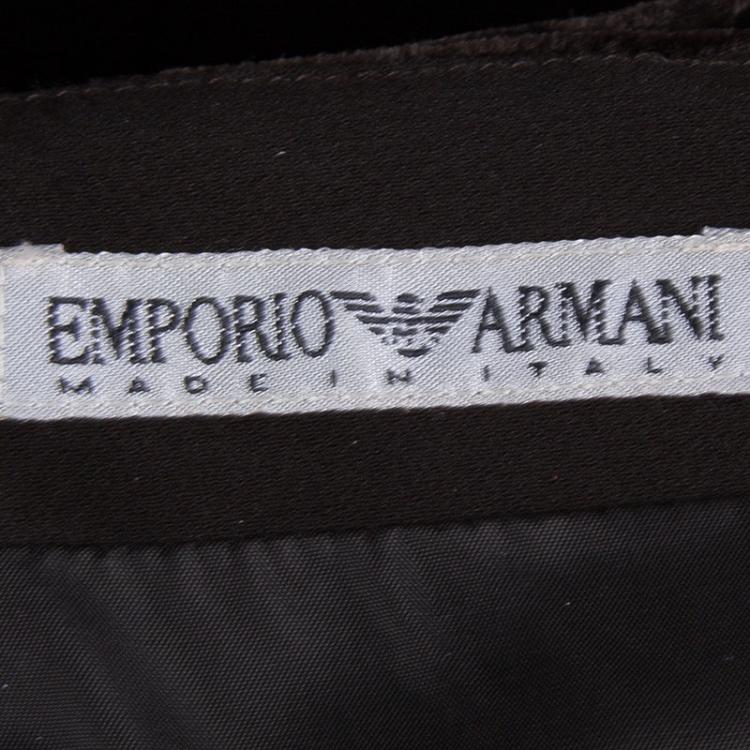 Pre Owned Emporio Armani Dark Brown Cross Back Velvet Maxi Dress S