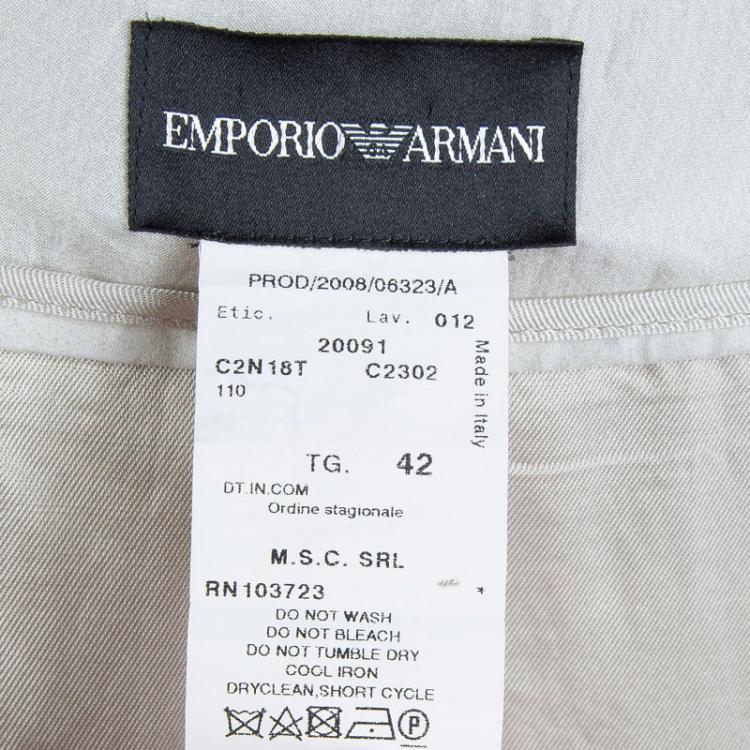 Pre Owned Emporio Armani Beige Silk Pleated Maxi Skirt M 