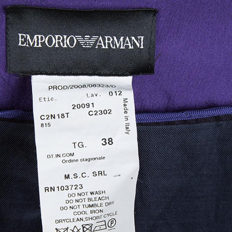 Pre Owned Emporio Armani Purple Silk Pleated Maxi Skirt S