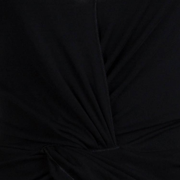 مملوكة مسبقًا Emporio Armani Black Knit Buckle Strap Detail Gathered Dress M