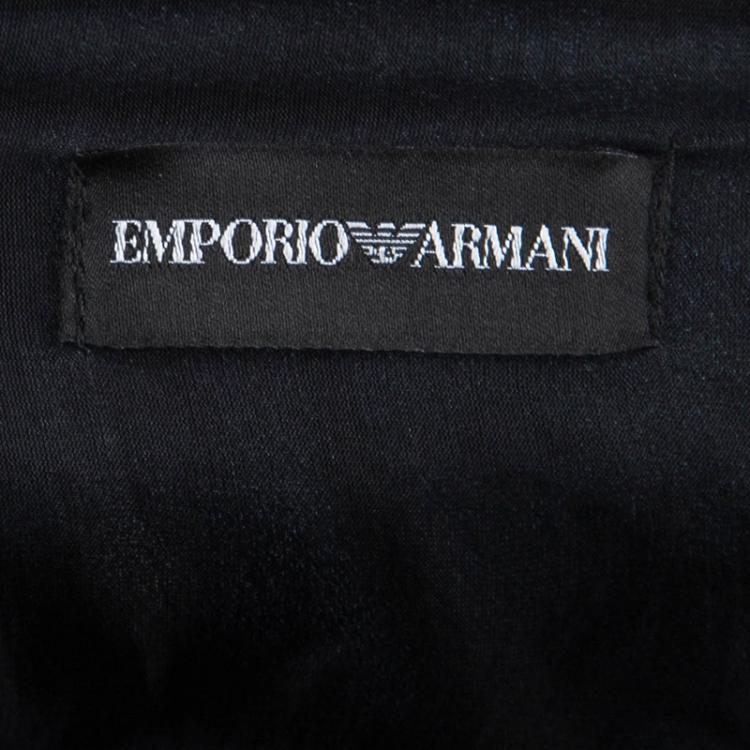 Pre Owned Emporio Armani Black Silk Rose Detail Dress S