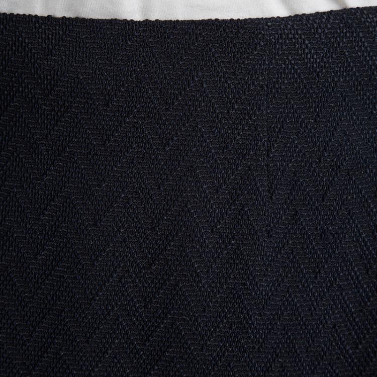 Pre Owned Emporio Armani Navy Blue Textured Chevron Pattern Skirt Suit S