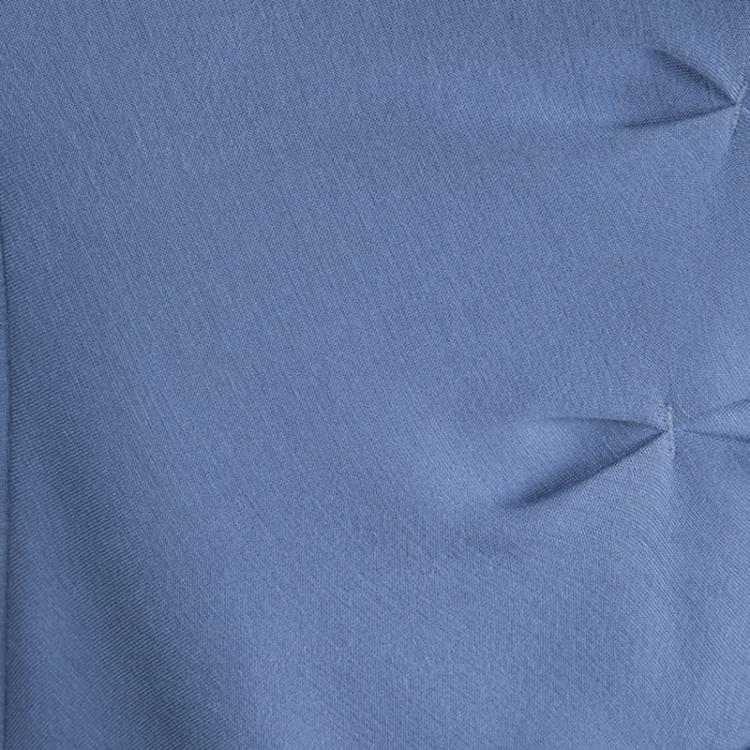 Pre Owned Emporio Armani Powder Blue Knit Short Sleeve Dress M