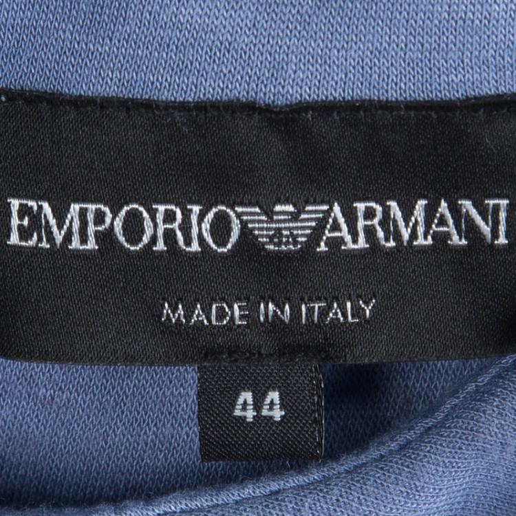 Pre Owned Emporio Armani Powder Blue Knit Short Sleeve Dress M