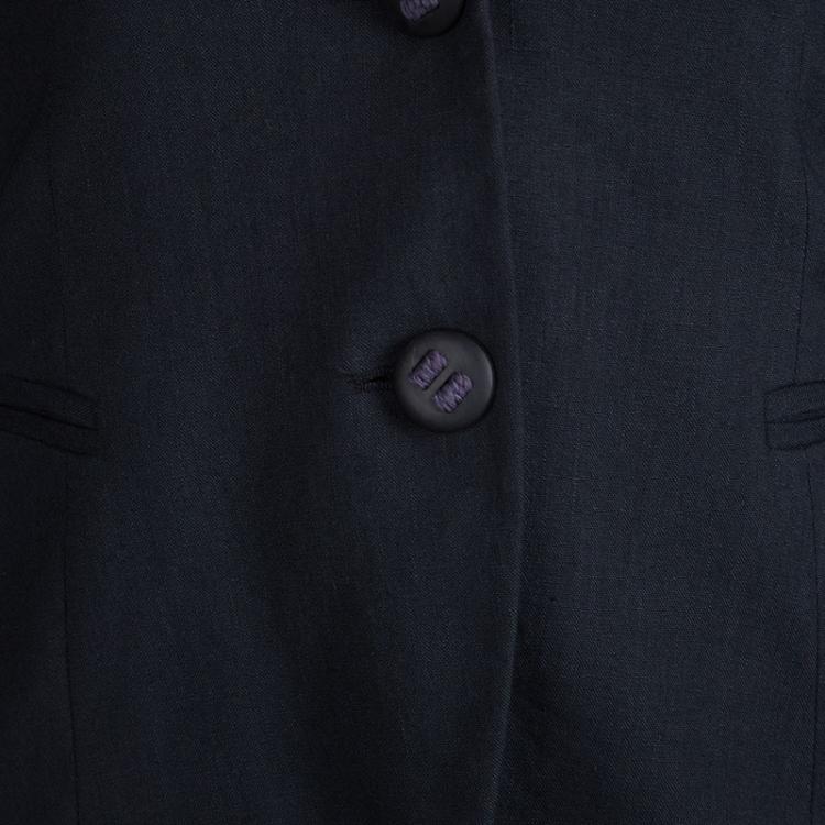 Pre Owned Emporio Armani Navy Blue Notched Collar Blazer S
