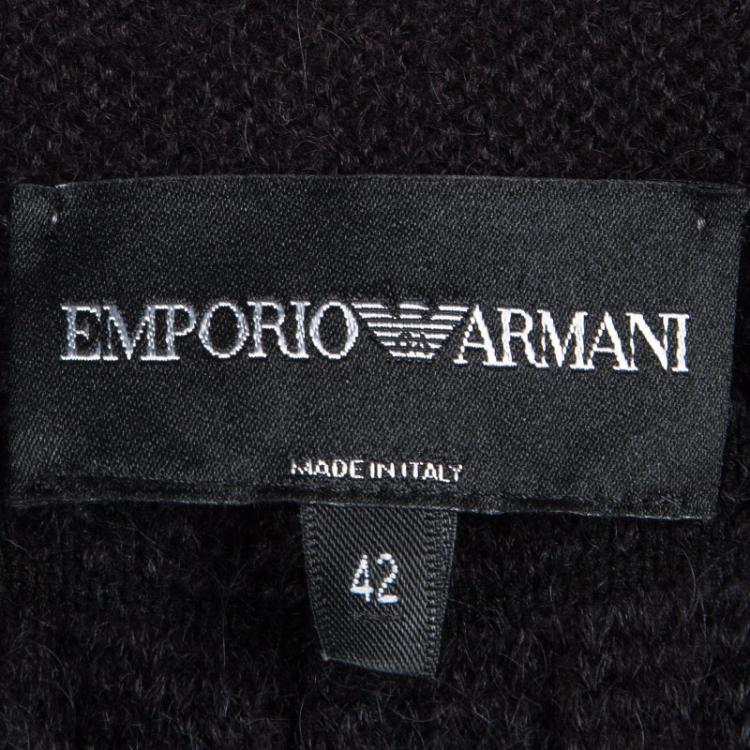 Pre Owned Emporio Armani Black Knit Cropped Cardigan M