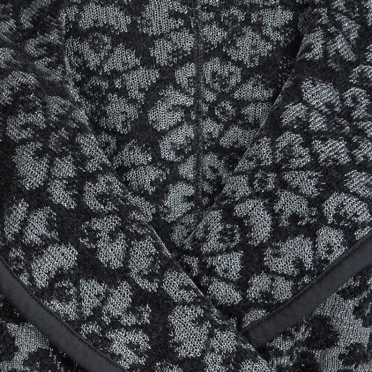 Pre Owned Emporio Armani Grey Floral Lurex Jacquard Cropped Cardigan M