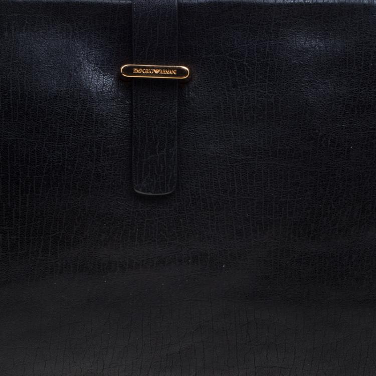 Pre Owned Emporio Armani Black Leather Clutch