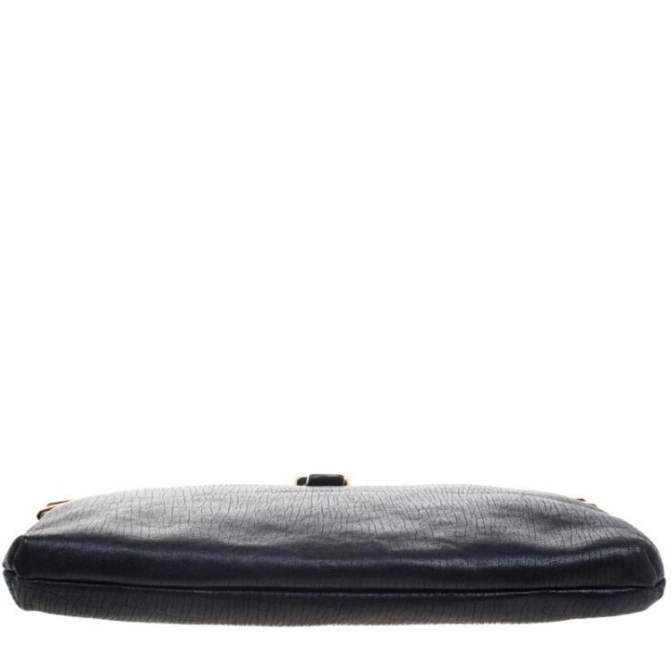 Pre Owned Emporio Armani Black Leather Clutch