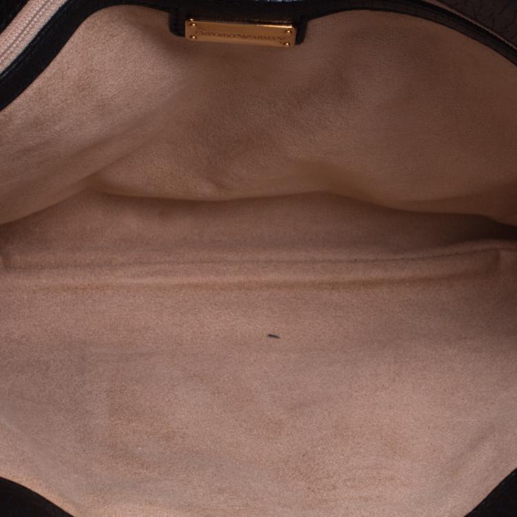 Pre Owned Emporio Armani Black Leather Clutch