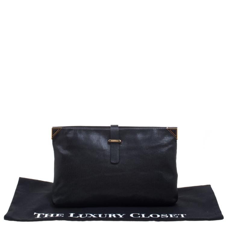 Pre Owned Emporio Armani Black Leather Clutch