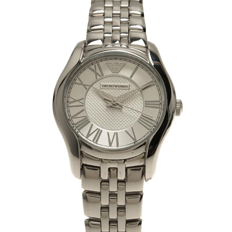 Pre Owned Emporio Armani Silver Stainless Steel AR1716 Women's Wristwatch 27MM 