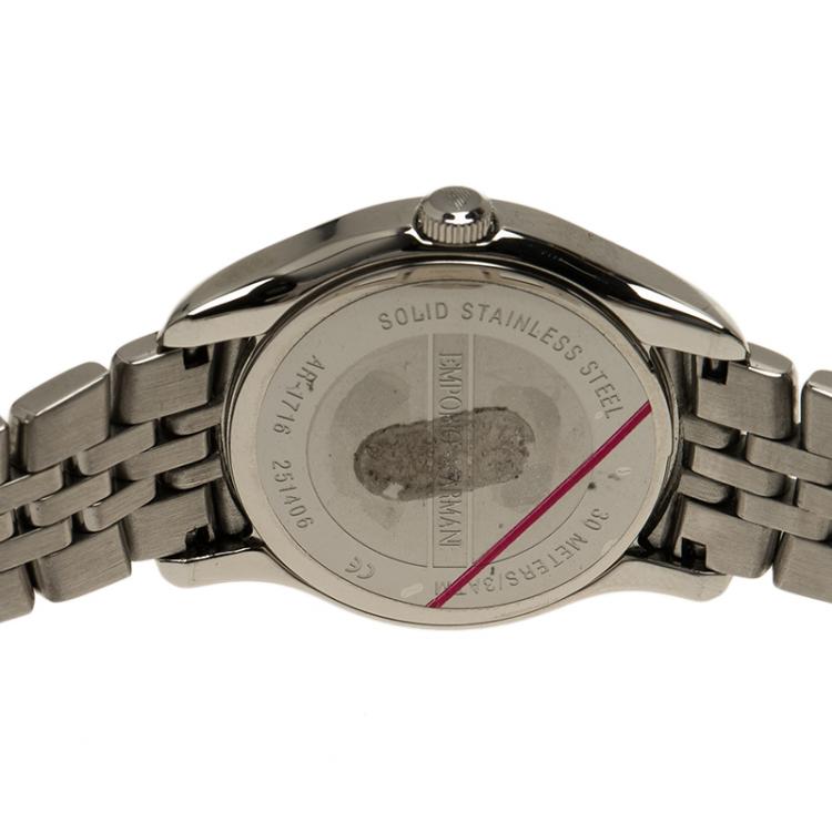 Pre Owned Emporio Armani Silver Stainless Steel AR1716 Women's Wristwatch 27MM 