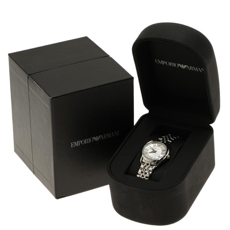 Pre Owned Emporio Armani Silver Stainless Steel AR1716 Women's Wristwatch 27MM 