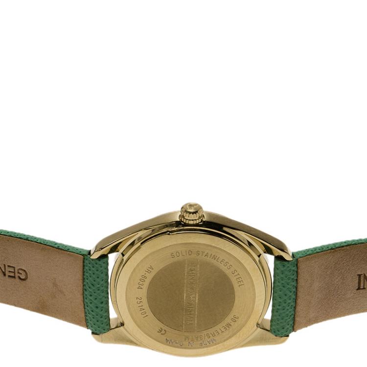 Pre Owned Emporio Armani Turquoise Gold-Plated Stainless Steel AR6034 Women's Wristwatch 26MM