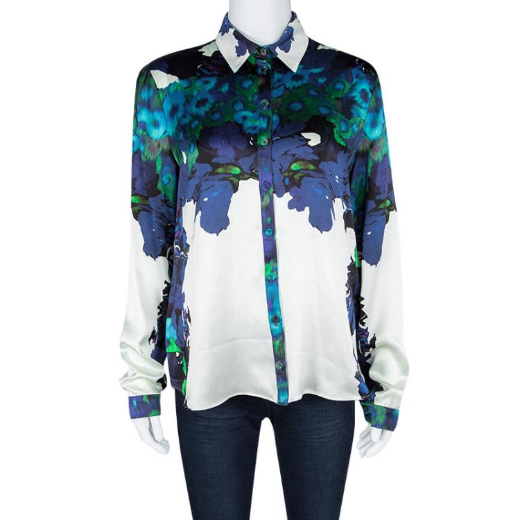 Pre Owned Erdem Multicolor Cecelia Printed Silk Long Sleeve Shirt M