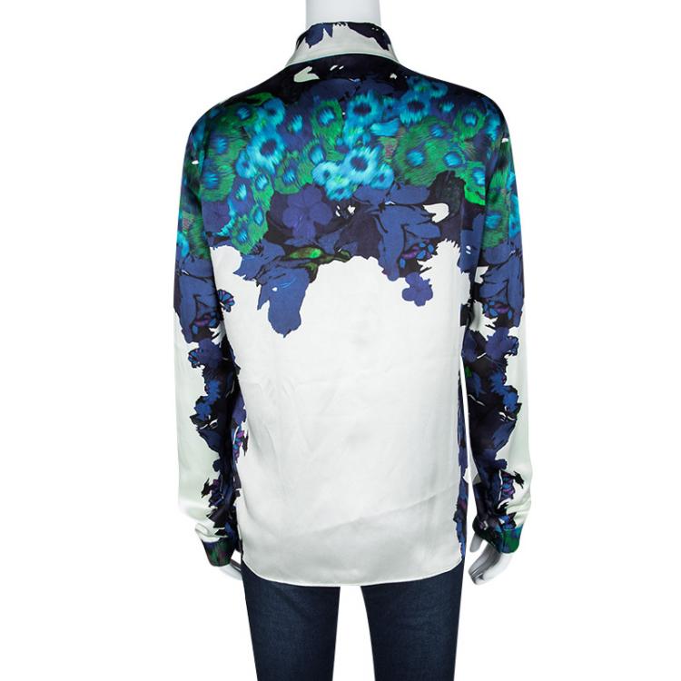 Pre Owned Erdem Multicolor Cecelia Printed Silk Long Sleeve Shirt M