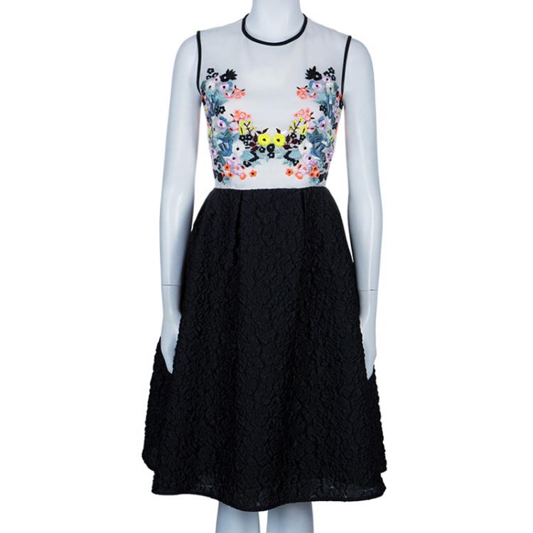 Pre Owned Erdem Multicolor Floral Embroidered Dress M