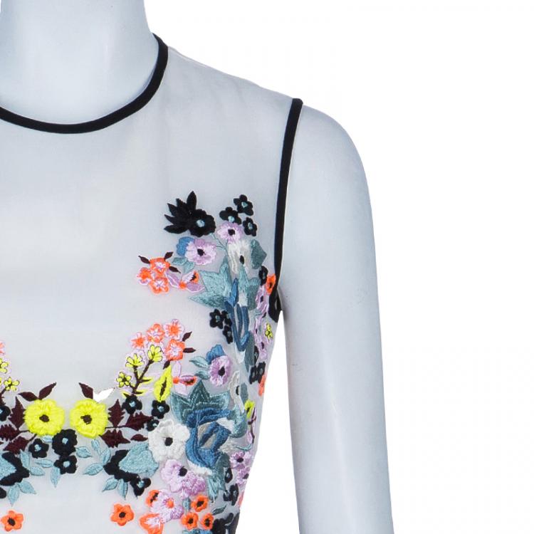 Pre Owned Erdem Multicolor Floral Embroidered Dress M
