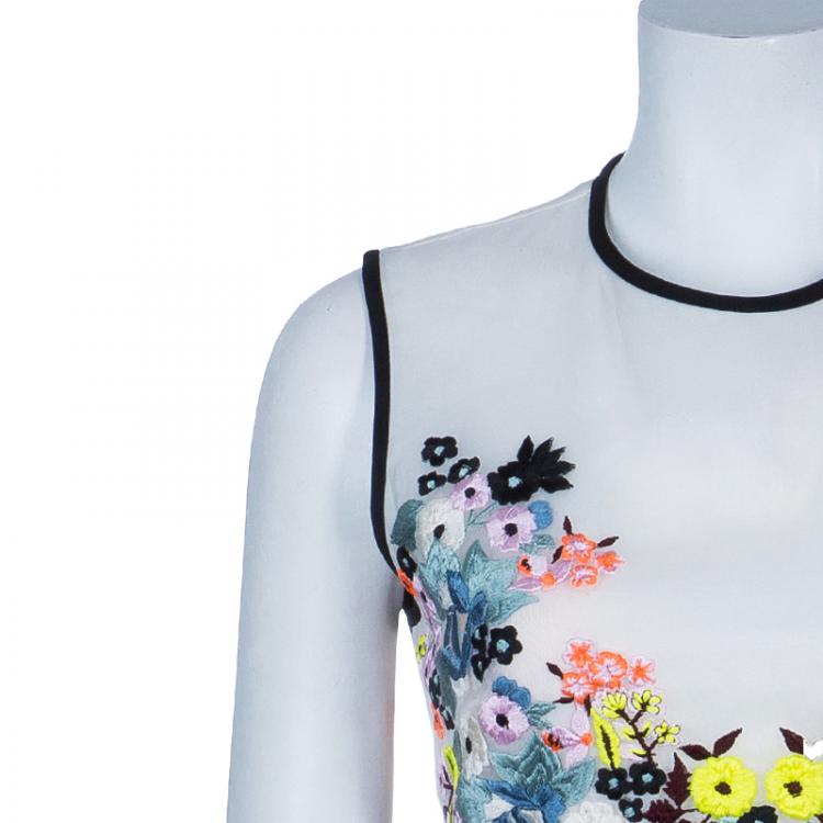 Pre Owned Erdem Multicolor Floral Embroidered Dress M