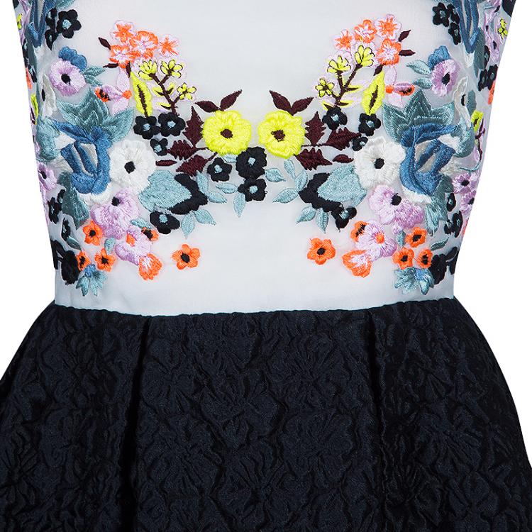 Pre Owned Erdem Multicolor Floral Embroidered Dress M